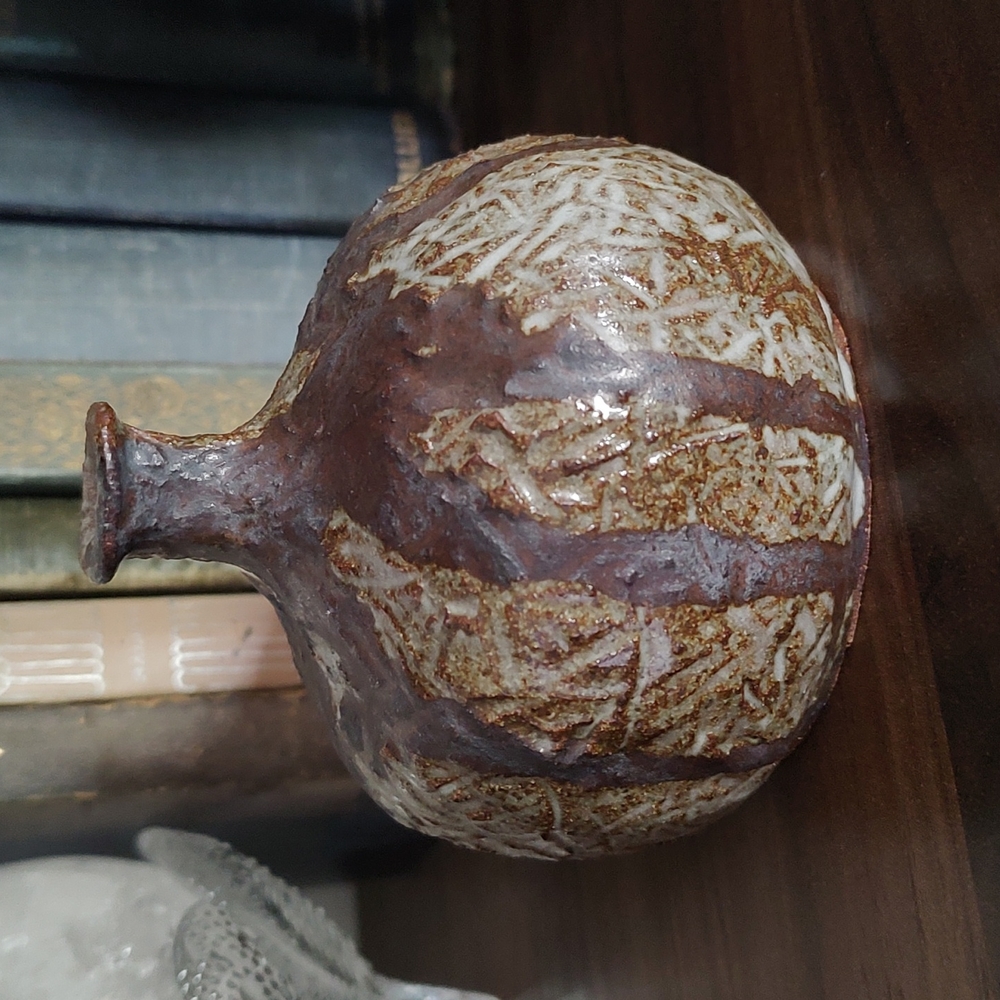 Pottery Vase Ceramic Clay Pottery Vessel 70's Decor Bud Vase